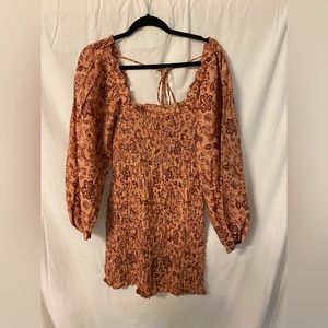 Free people ruched floral mini dress